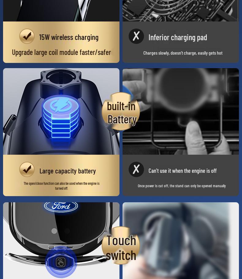 Denza Universal Magnetic Car Phone Holder with Wireless Charging & Navigation Screen Compatibility
