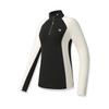 FILA Fitness Casual Simple Versatile Elastic Comfortable Spliced Half-Zip Knitted Long Sleeve T-Shirt Women Tops A11W541205FBK