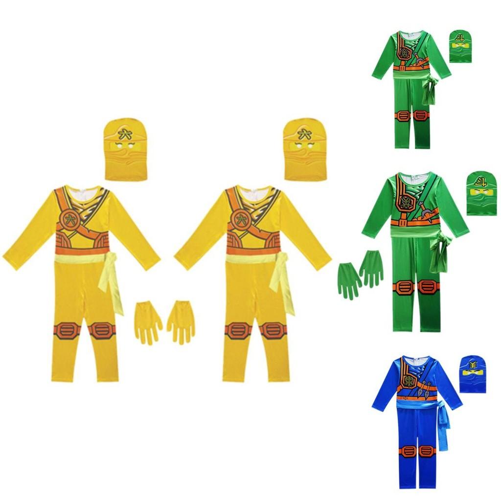 Cool Ninjago Inspired Kids Cosplay Party Clothes Set With Glove Hat And Jumpsuit