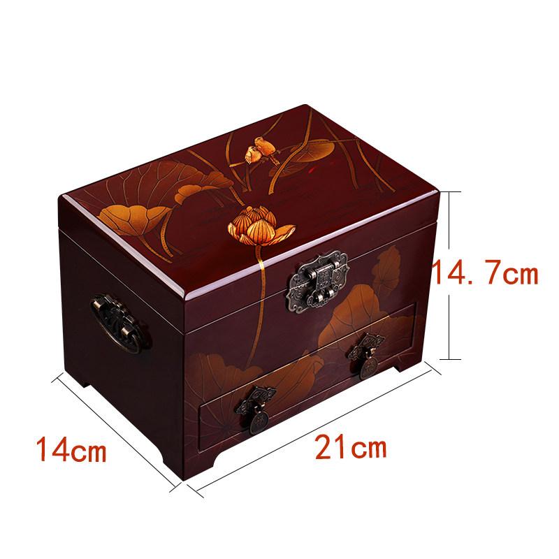 Elegant Large Capacity Jewelry Box Vintage Makeup Case Chinese Wedding Gift Hand Painted Lacquer