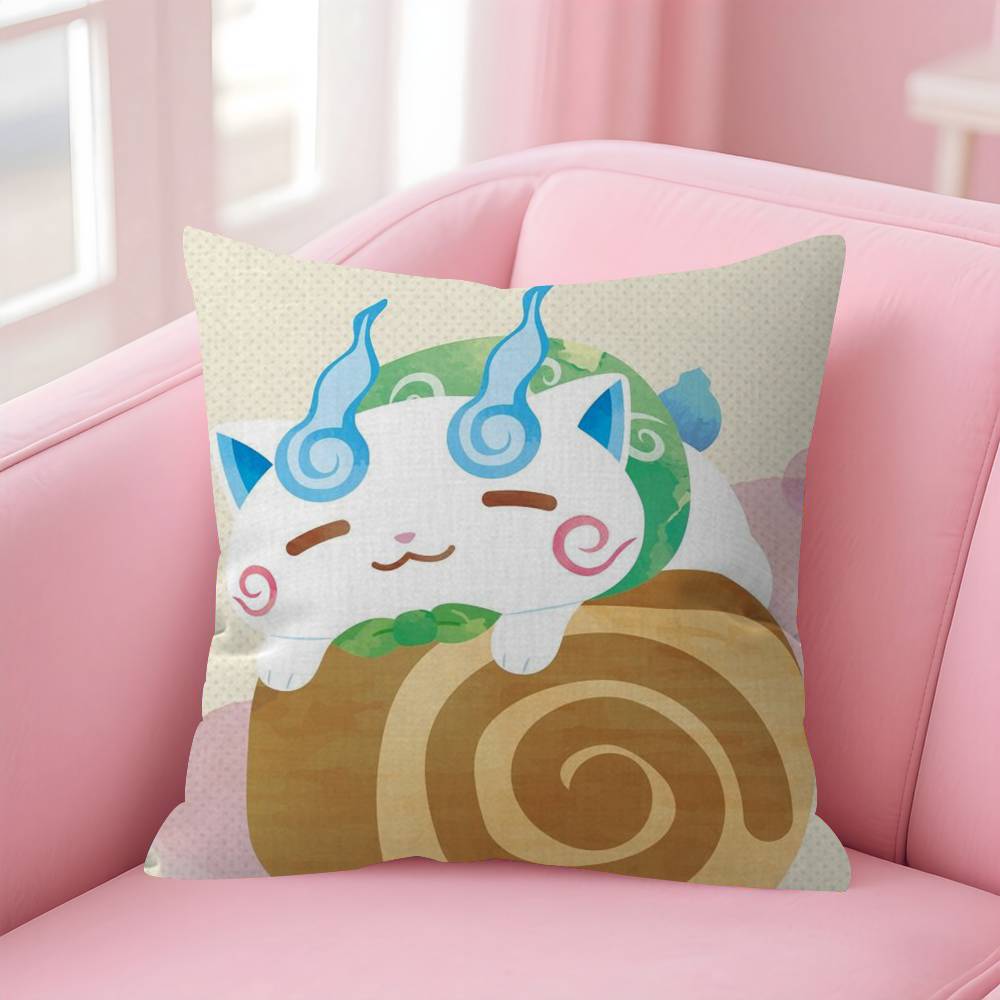 Anime Yokai Cute Watch   Pillow Cushion Cover Pillowcase Living Room Sofa Home Decor Customized