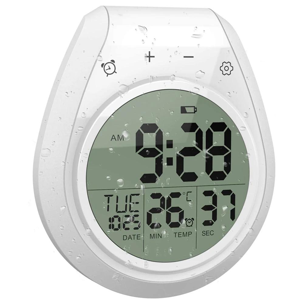 Digital Shower Clock Waterproof, Bathroom Timer Clock, Digital Kitchen Wall Clock, LCD Display, 12/24 Hour Format белый