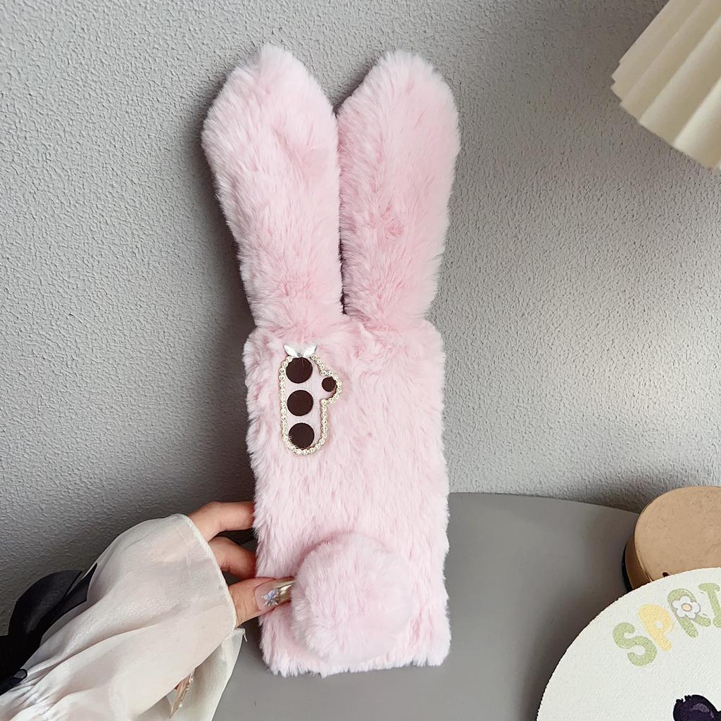 For Samsung Galaxy A17 5G Case Plush Cute Bunny Winter Fluffy TPU Phone Cover