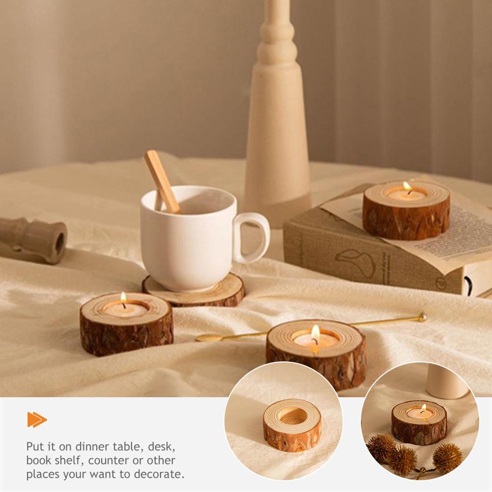 2 buc suporturi pentru cioturi de lemn, sfeșnice, piesă centrală de masă, lumânări tip pastilă, suporturi din lemn pentru uz casnic, pentru lumânări votive