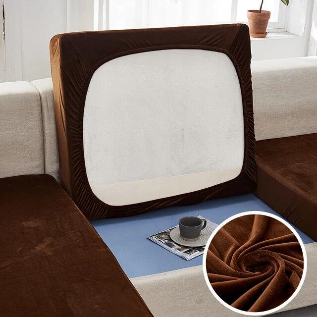 Thick Velvet Fabric Sofa Seat Cover Elastic Super Soft Sofa Cushion Cover Furniture Protector L Shape Sofa Cover for Living Room