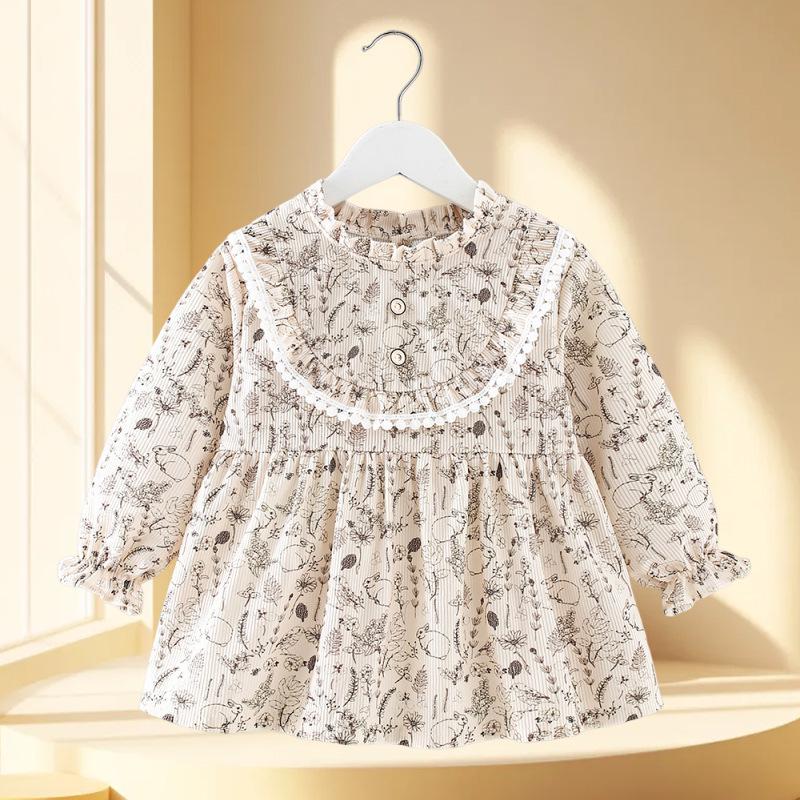 Waterproof & Stain-proof Baby Girl Coverall Bib - Reversible Autumn/Winter Protective Clothing
