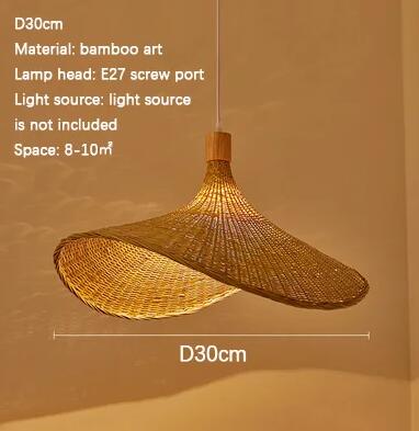 

COOINJOY Bamboo Pendant Light 50cm Hand Woven Wabi-sabi Rattan Chandelier Retro Hat Design for Bedroom Dining Room Ceiling Lamp No Bulb