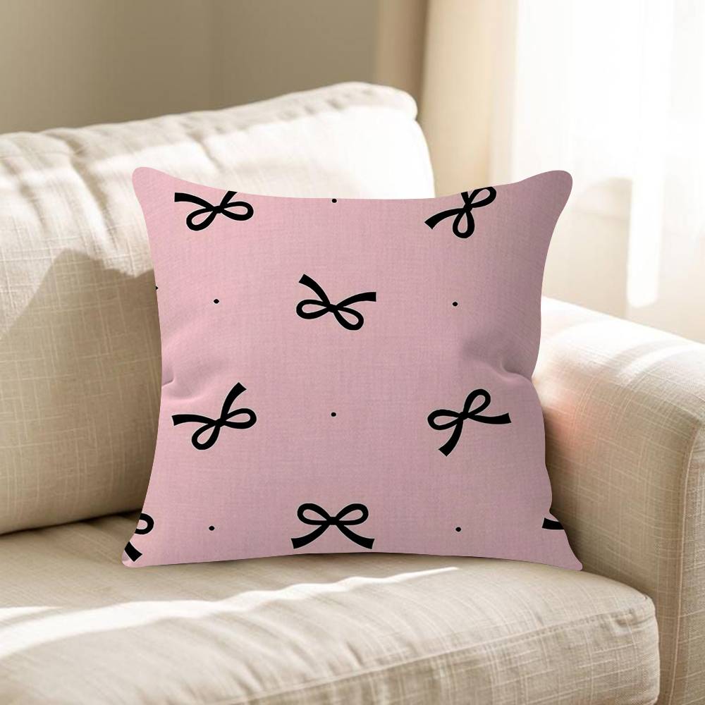 Cute Pink Black Full Screen Bow Dot Cushion Cover Decorative Pillow Sofa Home Decor Case Pillow Cases