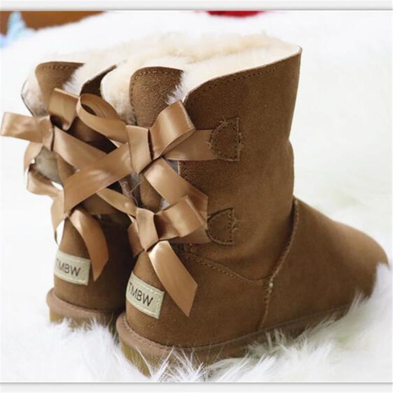 100% Natural Fur Shoes Women Classic Waterproof Genuine Cowhide Leather Snow Boots Women Boots Warm Winter Boots For Women Shoes