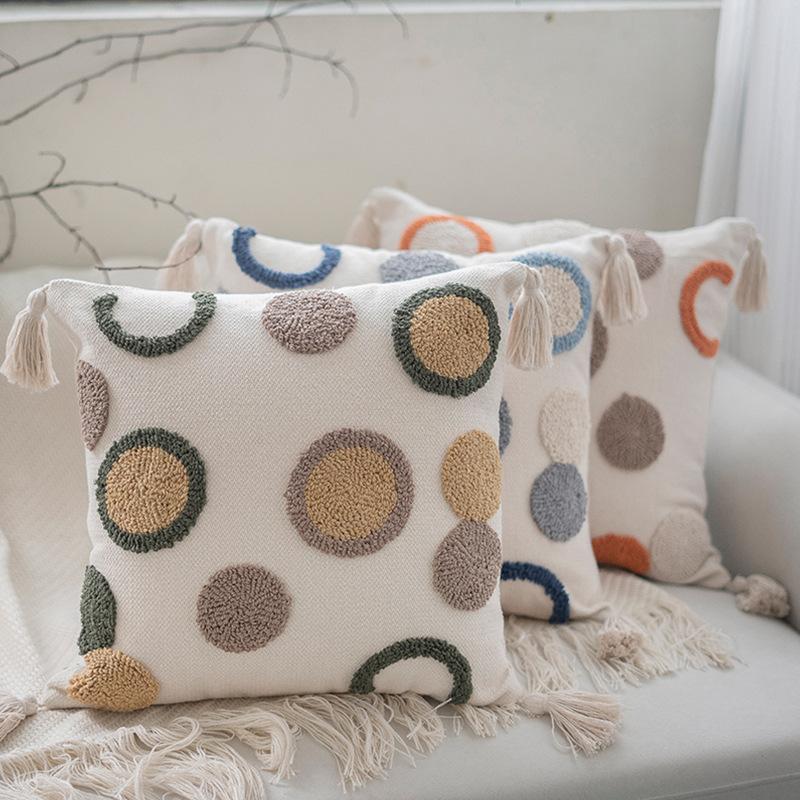 Bohemian Indian Style Tufted Pillow Ins Style Simple Nordic Model Room Cushion Pillow Case Bay Window Decoration