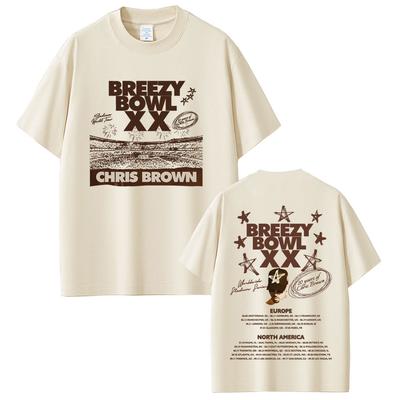 Rapper Chris Brown Breezy Bowl XX 2025 Tour T-shirt Men Women Casual Cotton Vintage T Shirts Summer Hip Hop Oversized T-shirts