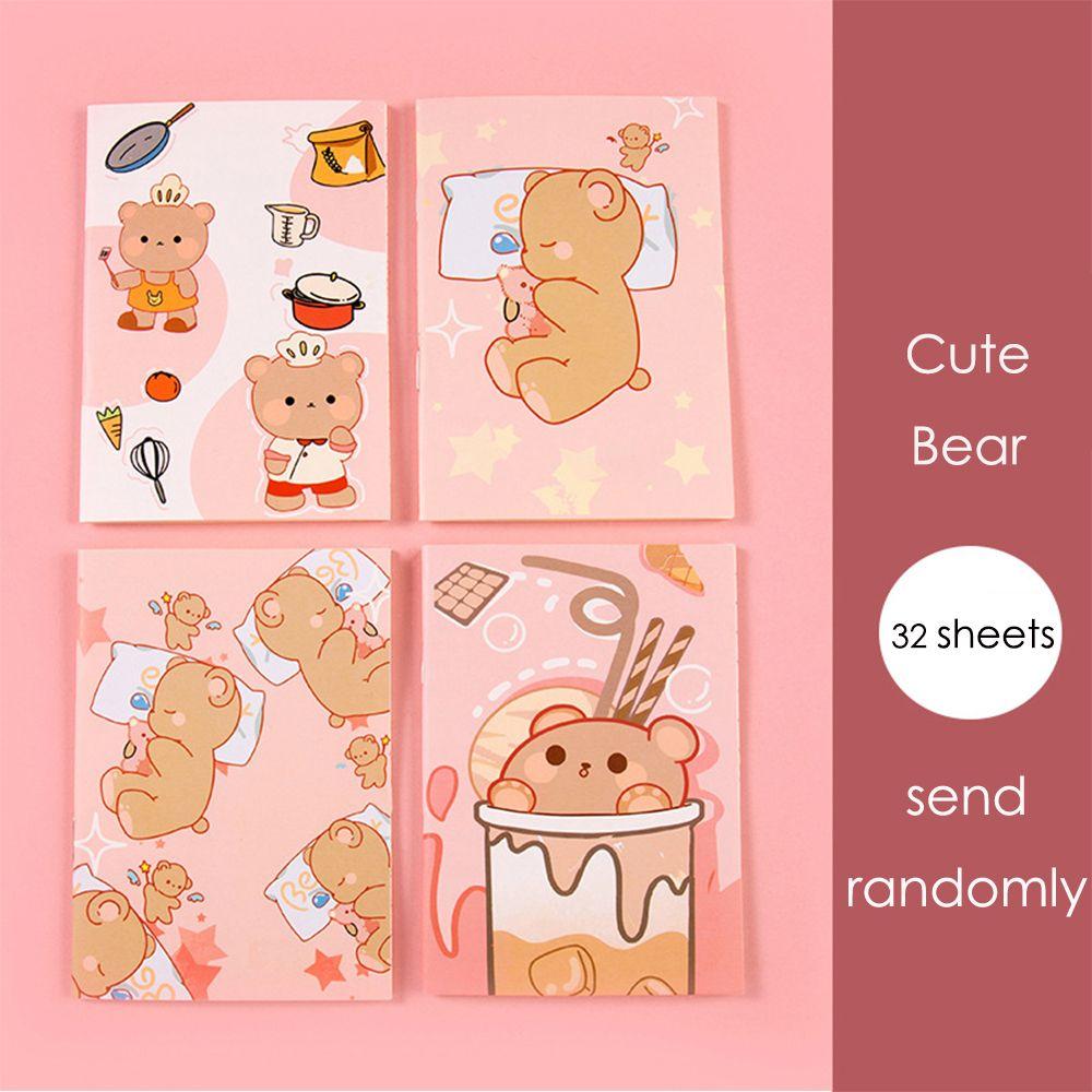 Small Diary Portable Steno Cartoon Astronaut Bear Peach Patterns Cute Girl Dinosaur Mini Notebook
