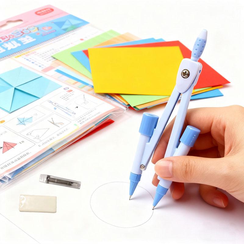 1pcs Student Learning Tools Compass Drawing Set Circle Cutter Divider Mechanical Drawing Tools Geometric Ruler Drawing Exam Tool