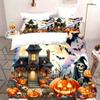 Halloween Quilt Cover Set Halloween Theme Comfortable Bedding Set Digital Print Plaid Pattern Cute Ghost Pumpkin One Quilt Cover