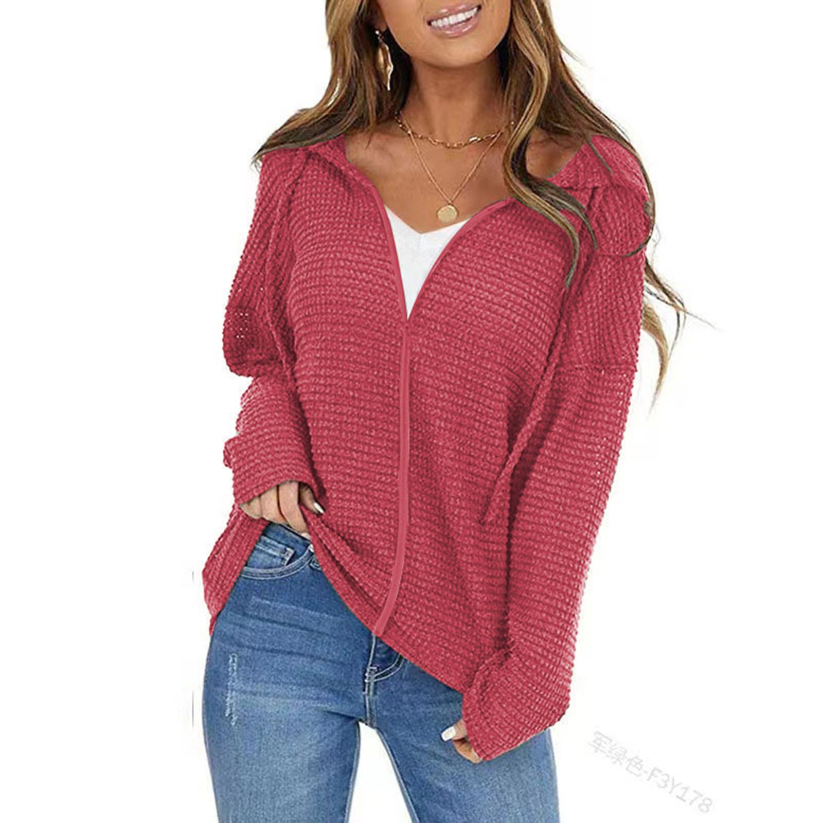 

Women s Fashion Casual Plus Size Long Sleeve Zipper Solid Color Hooded Jacket XXXXL