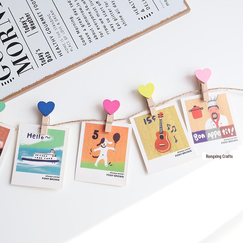 Colored Heart Wooden Clips for Festival Home Decoration and Photo Storage