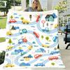 1 Stück Gemütliche Cartoon-Auto-Print-Decke - Weiches Polyester, Maschinenwaschbar, Ganzjahreskomfort mit lebendigem Straßen- und Baumdesign, Perfekt für Camping & Zuhause