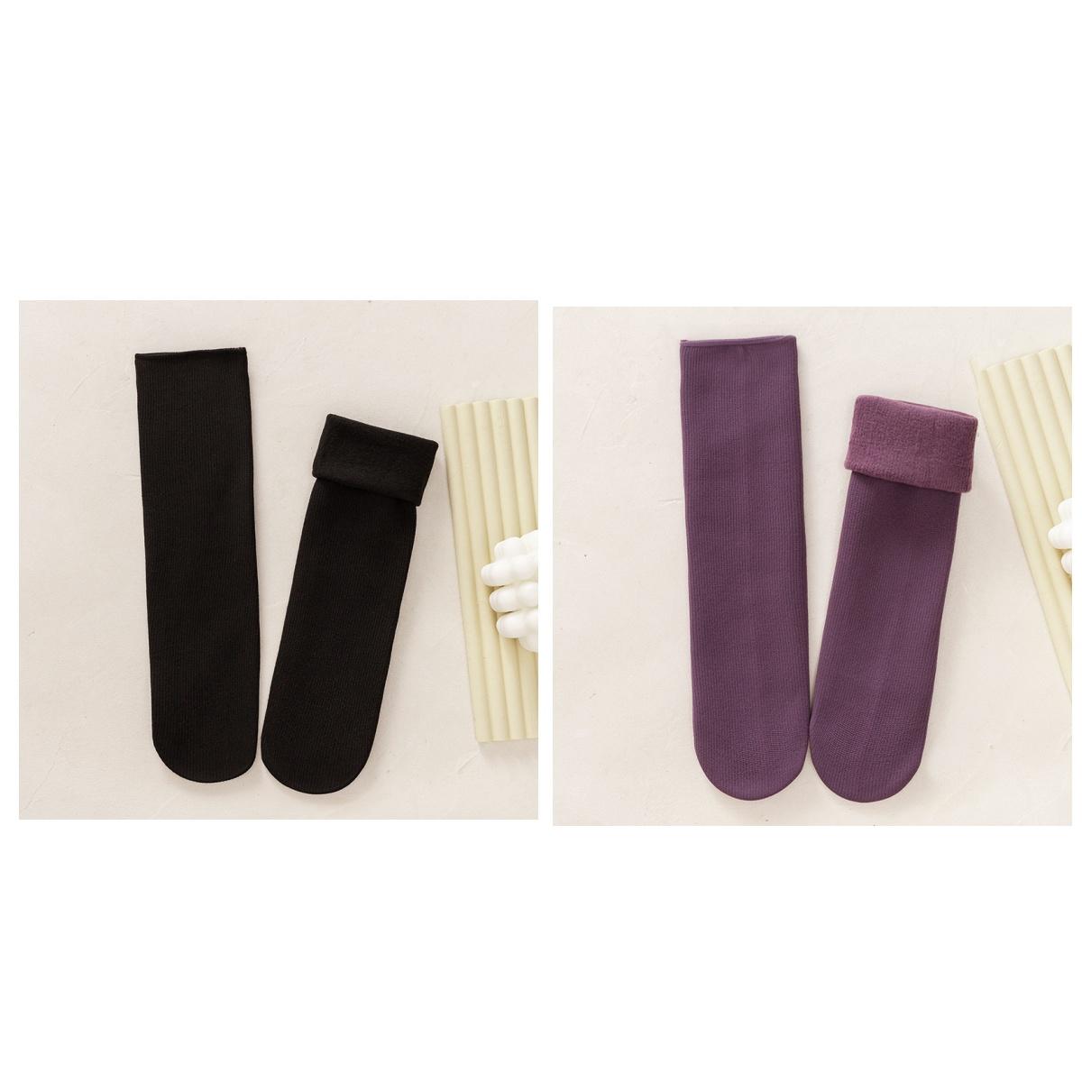 

2 пары/комплект женские зимние утолщенные теплые носки комфортные однотонные домашние толстые чулки мягкие сапоги женские спальные носки EU size 35-40