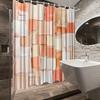 1Pc Abstract Textured Blocks Pattern Shower Curtain - Modern Geometric Design In Peach, Beige, White & Light Blue, Durable Polye