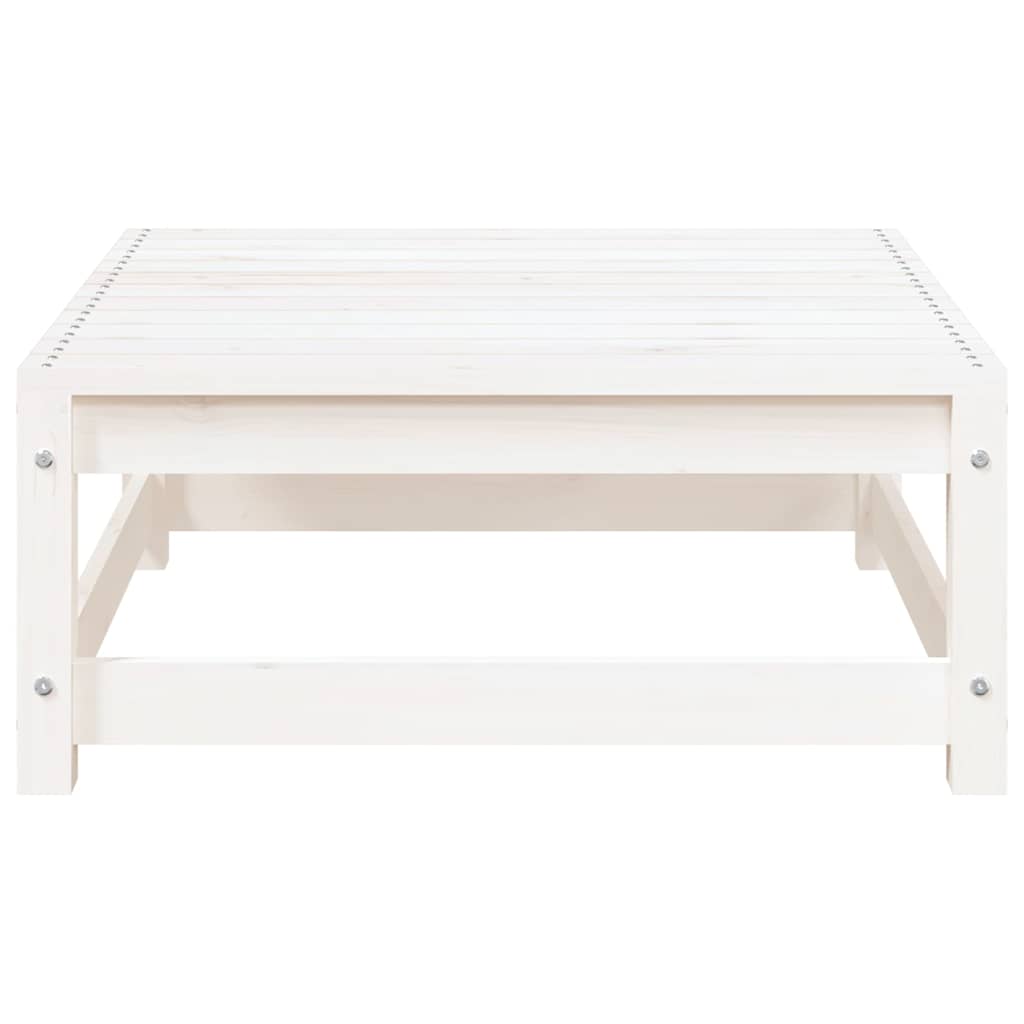 Garten-Fußhocker mit Kissen Weiß Kiefer Massivholz,70x70x30 cm