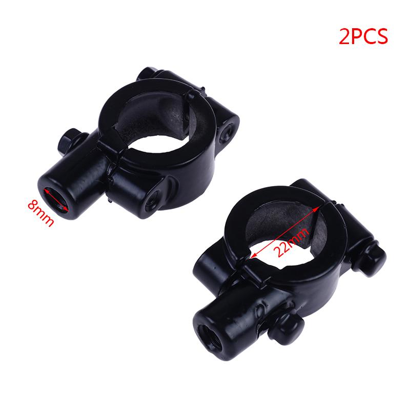 2pcs 22mm Handlebar 10mm 8mm 6mm Thread Motorcycle Mirror Mount Clamp Rear View Mirror Holder Adapter Black