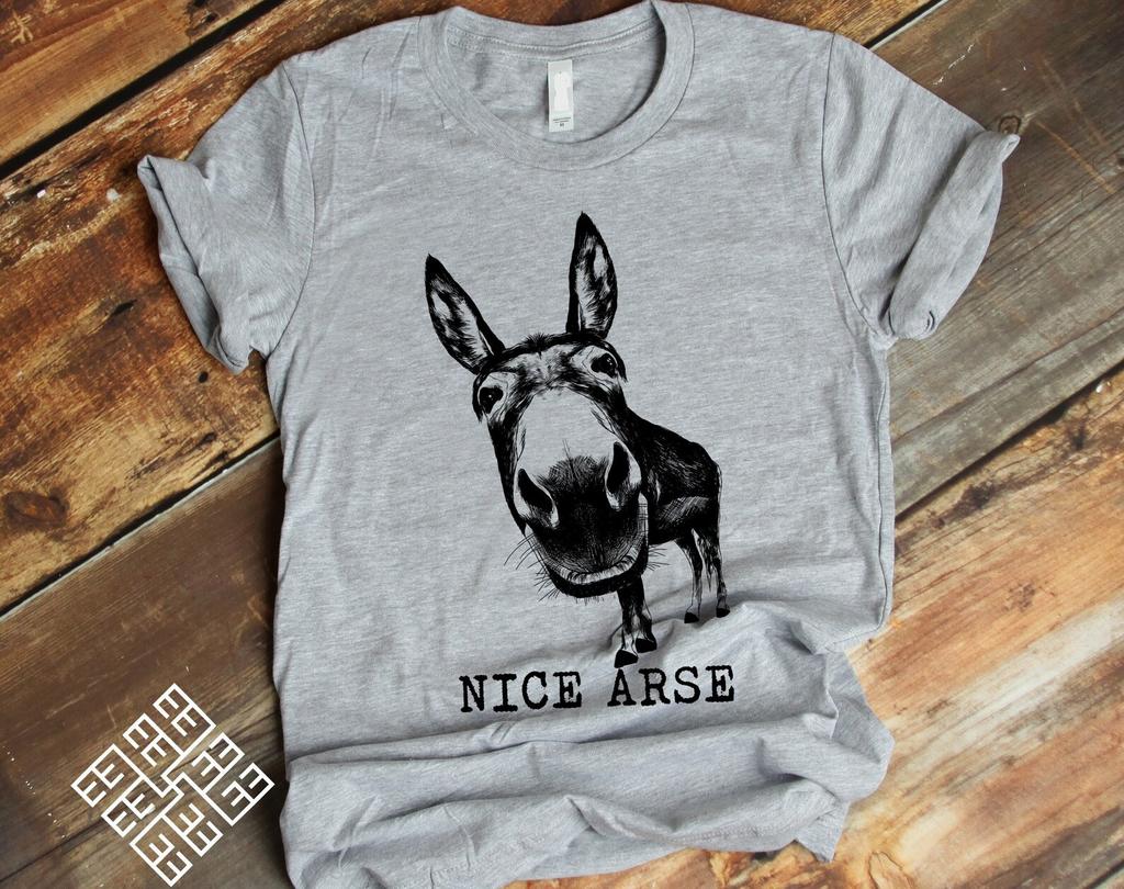 Animal Humor T shirt, Nice Arse Donkey Bathroom Phrase Tee Shirt, Nice Arse Retro Donkey T shirt Gift, Humorous Saying Nice Butt T shirt