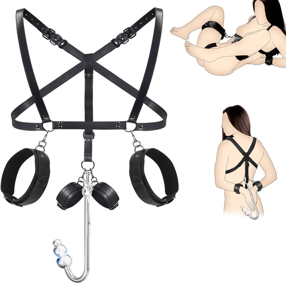 Leather Handcuffs & Ankle Cuffs Bondage Set for Adults | Erotic Restraint Gear