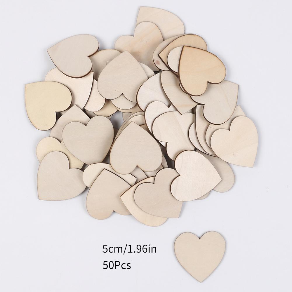 50/100/200Pcs Unfinished Wooden Hearts for Crafts 1-6cm Heart Blank Wood Ornaments Birthday Wedding Party Christmas Decor