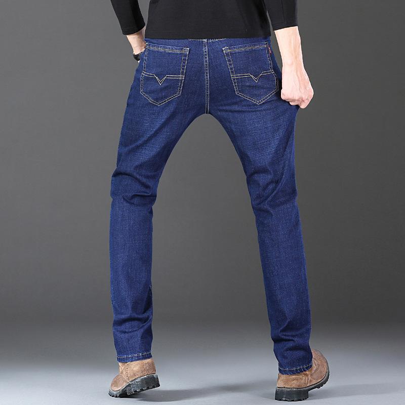 Sommer Eis Seide Dünne Jeans Herren Straight Tube Locker Elastisch Business Casual Herrenhose