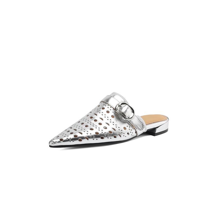

Модные женские мюли с острым носком, с ремешком на пятке, на шпильке, сандалии 2025 лето, новая обувь на низком каблуке для женщины, шлепанцы женские 40 серебряный