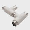 Three-Way Cable TV Splitter: 1 Male to 2 Female RF Signal Adapter