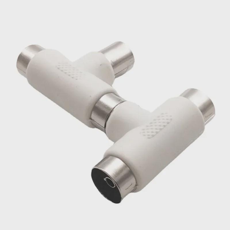 Three-Way Cable TV Splitter: 1 Male to 2 Female RF Signal Adapter
