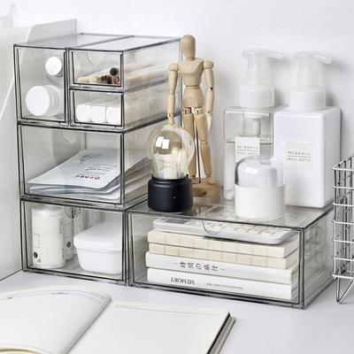 INS Desktop Storage Box Dust Proof Drawer Type Cosmetics Organizer Space-Saving Stackable Jewelry Sorting Box Skin Care