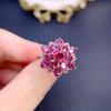 Elegant And Luxurious Stunning Snowflake Rings For Women Pink Gemstones Cluster Engagement Ring Brilliant Wedding Jewelry