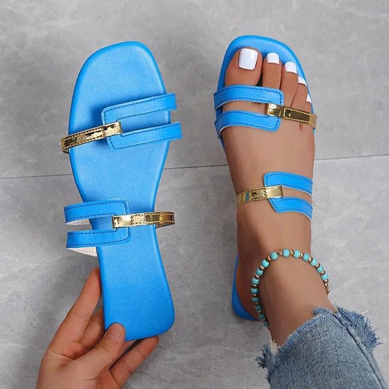 2026 New Women's Shoes Summer Flats Flip Flops Dress Shallow Casual Female Slides Rome Open-toe Women Slippers Slingback Sandals