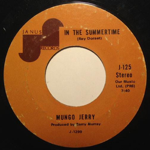 

7-дюймовая пластинка MUNGO JERRY In The Summertime Mighty Man J1299 Janus Records 1970 США Рок Б/у
