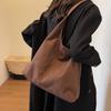 Autumn&Winter Retro Women Suede Large Capacity Shoulder Bag Hasp Closure Underarm Bucket Bag Solid Color Casual Handbag Commuter