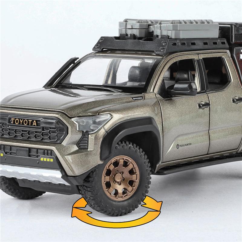 D1-Travel Version 1/24 TOYOTA Tacoma Alloy Pickup Car Model Diecast Metal Off-Road Vehicles Car Model Sound and Light Kids Toy Gift