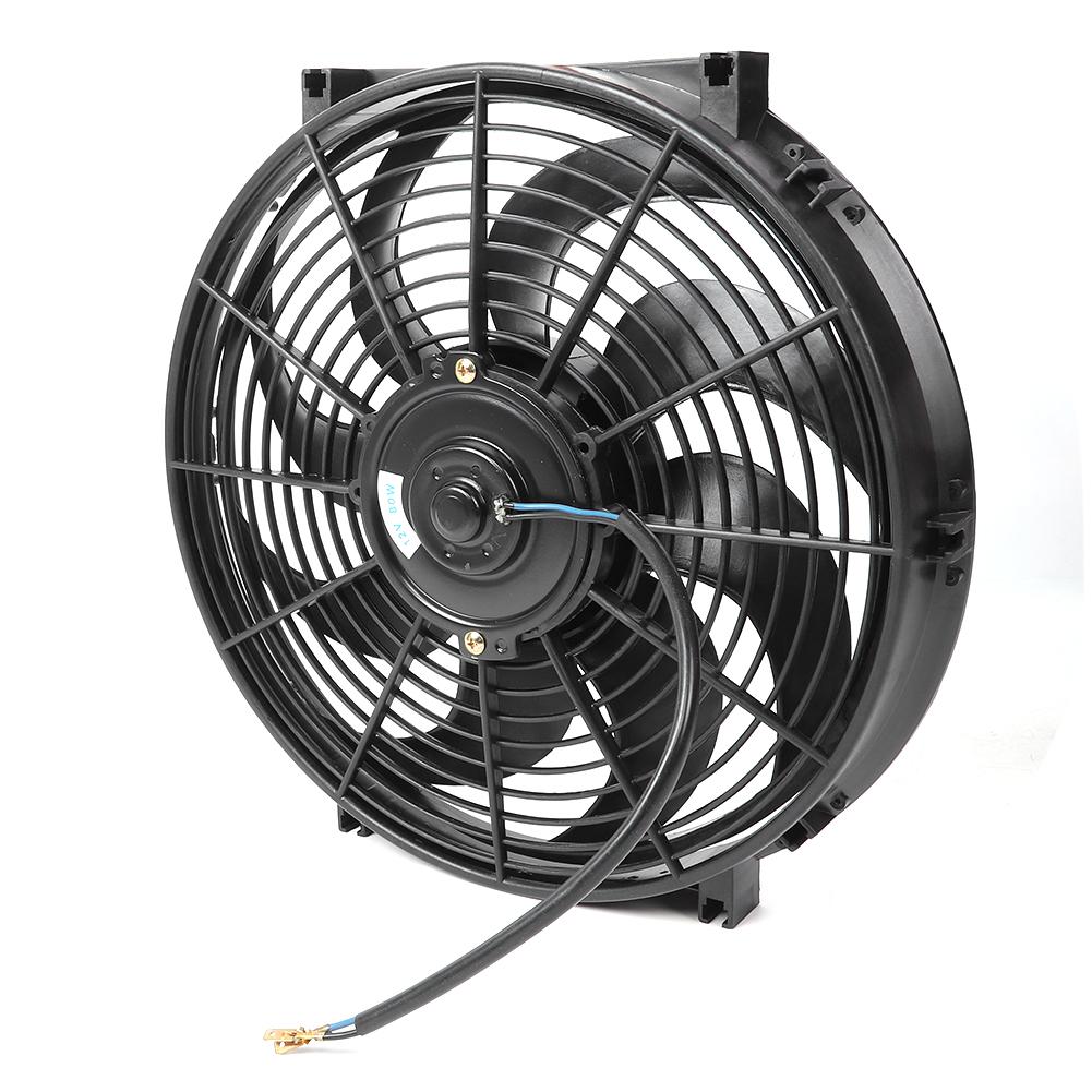 14in Electric Slim Radiator Cooling Fan Assembly 12V Universal Parts with Mounting Kit
