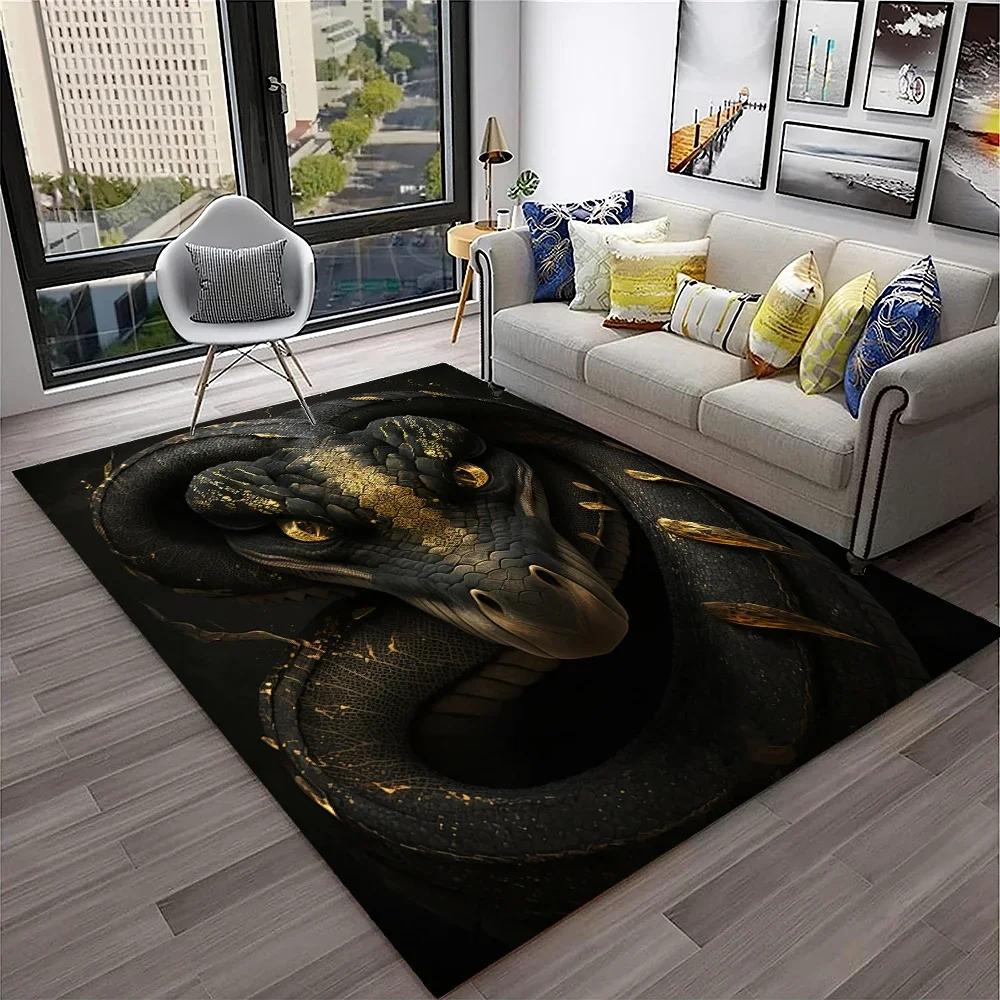 3D Gothic Schlange Schlangen Python Viper Teppich Teppich für Zuhause Wohnzimmer Schlafzimmer Sofa Fußmatte Dekor, Kinder Teppich Rutschfeste Bodenmatte