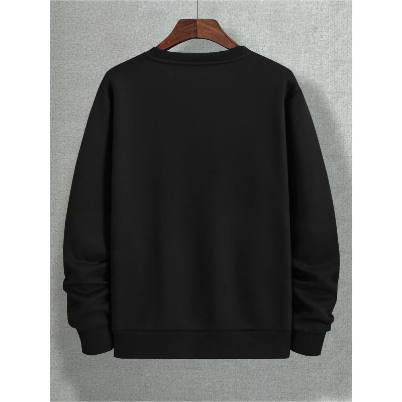 Men's Fashion Trendy Crewneck Sweatshirt, Simple Casual Street Style Men's Sweatshirt, Heat Transfer Print,Regular Fit, Christmas Design Pattern