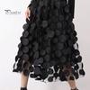 Women Summer Maxi Skirt Retro A-Line Large Hem Skirt Solid Color 3D Dot Decor High Waist Long Skirt