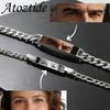 Atoztide Χαραγμένο Τυπωμένο Βραχιόλι Μάτι Για Γυναίκες Άνδρες Κοσμήματα από Ανοξείδωτο Ατσάλι Ρυθμιζόμενη Αλυσίδα Figaro Εξατομικευμένο Δώρο Γενεθλίων