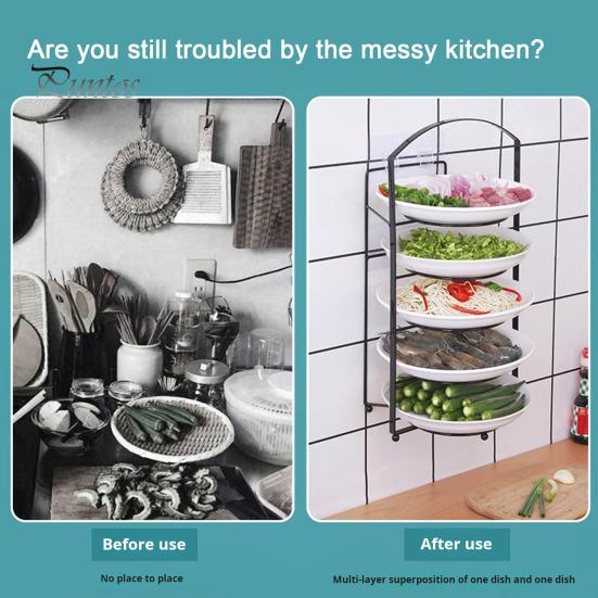 Dish Storage Rack Multi-Layer Design Large Capacity Rustproof Corrosion Resistant Kitchen Countertop Storage Holder Food Preparation Rack