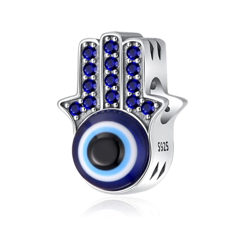 925 Silver Eye of Greece Devil Pendant Charm Bead for DIY Women Jewelry Bracelet Necklace