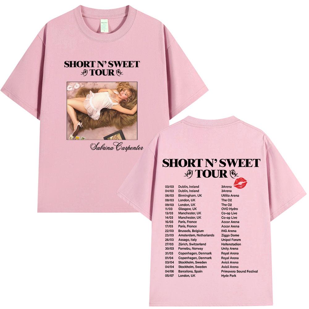 Sabrina Carpenter Short N Sweet Tour 2025 T Shirt Fans Gift Unisex Women Clothing Harajuku Aesthetic Tshirts Cotton Loose Tshirt