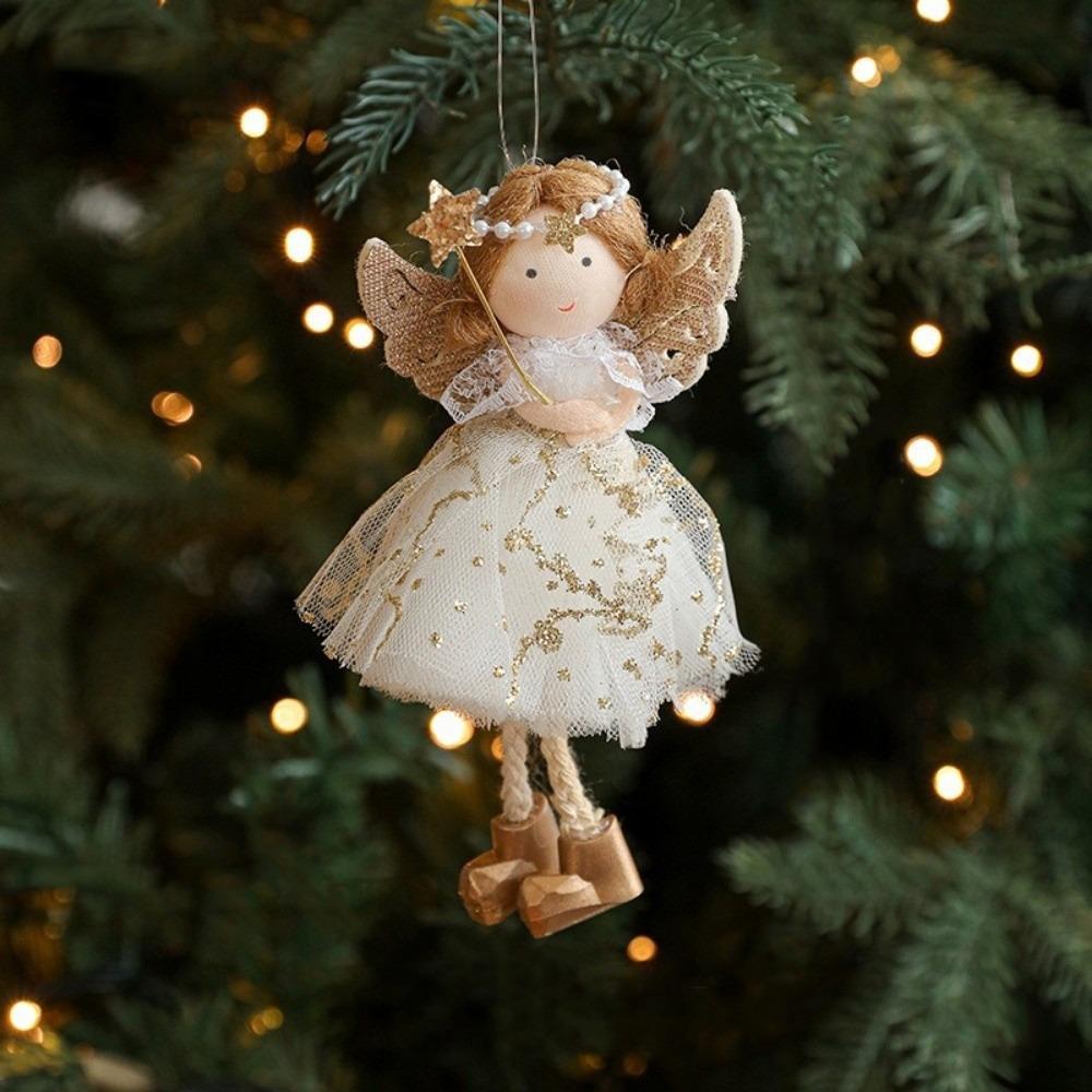 Fabric Xmas Tree Angel Pendant Tulle Skirt Christmas Tree Decor Home Decor