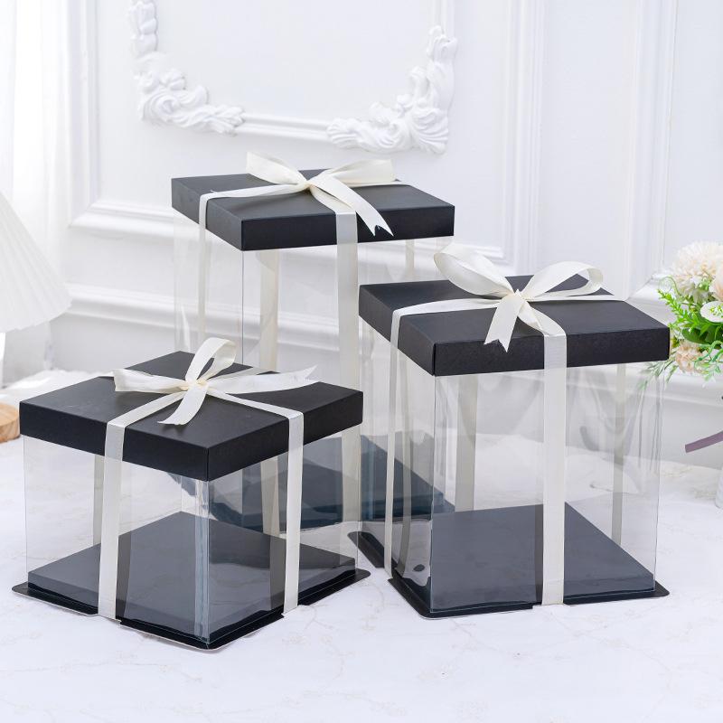 Transparent Cake Box Clear Gift Packaging Boxes Birthday Party Cake Packing Candy Storage Containers  Anniversary Party Decor
