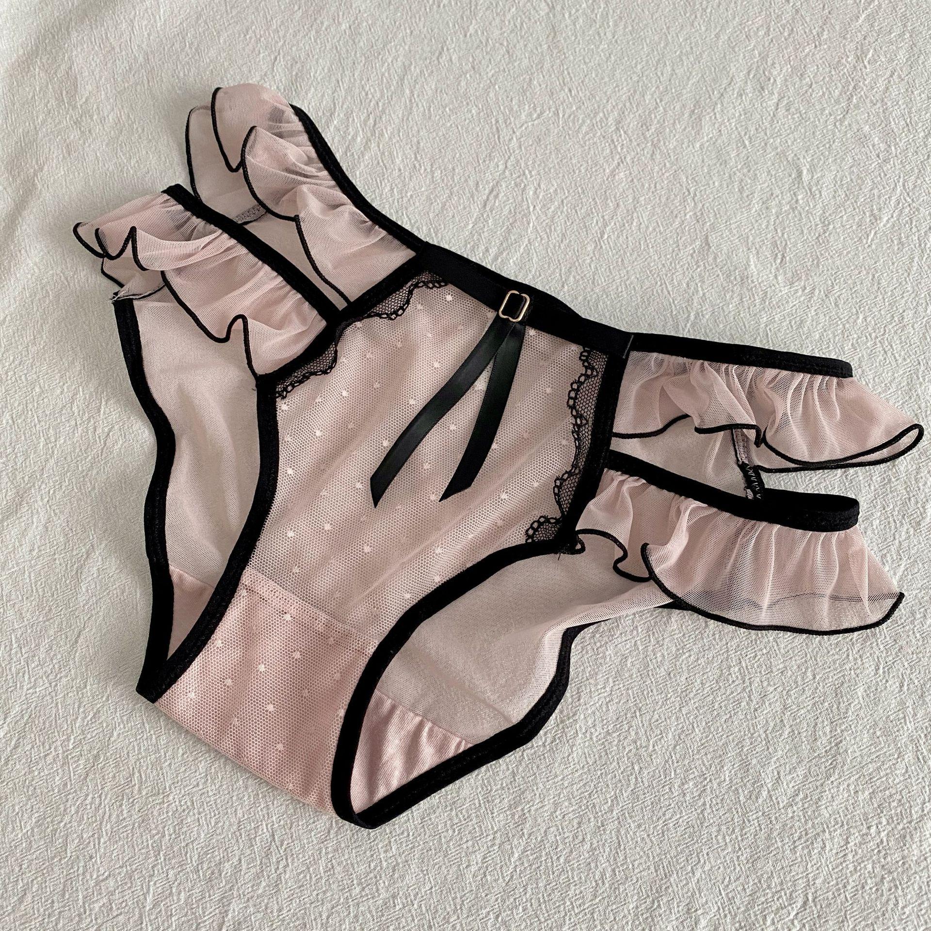 

A029 Japanese Low-Waist Mesh Bow Briefs One Size (80~120 cm) мальвовый