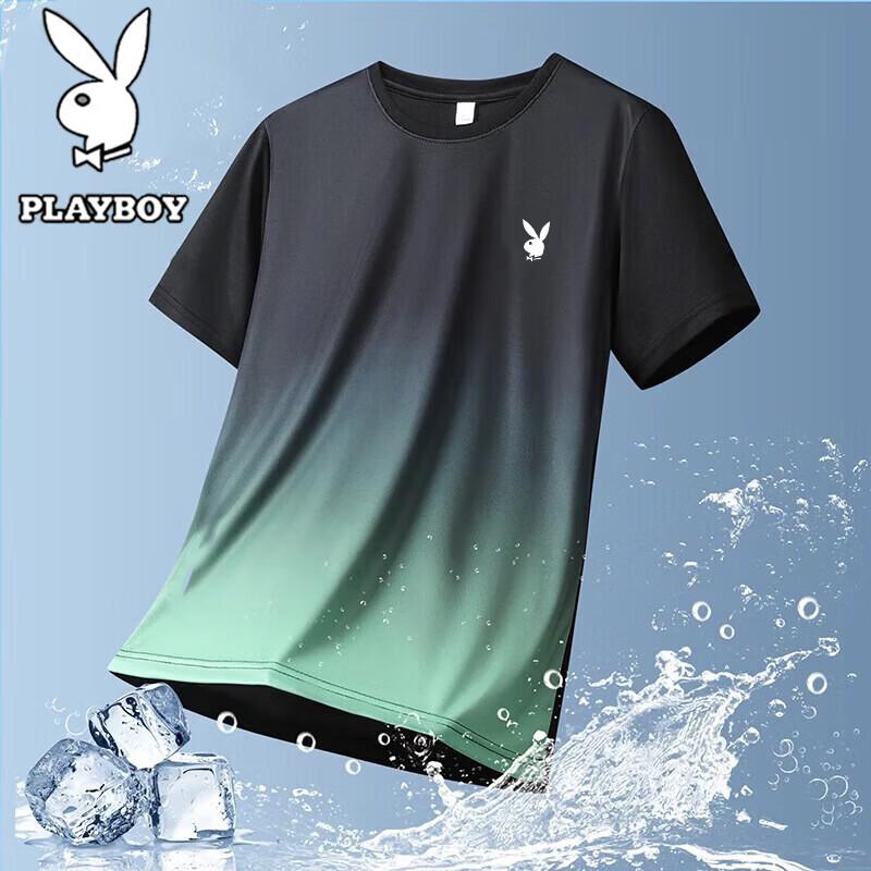 PLAYBOY Men's Ice Silk Breathable Round Neck T-Shirt